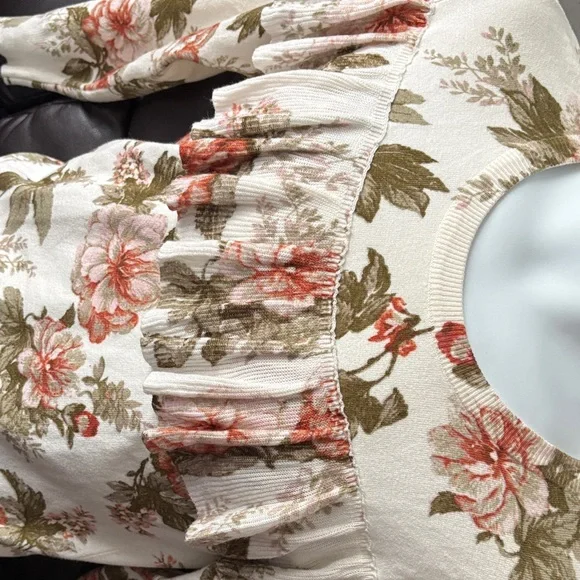 NWT  Anthropologie  Harlyn size S Floral Ruffle Women's Sweater $118 - Picture 6 of 6
